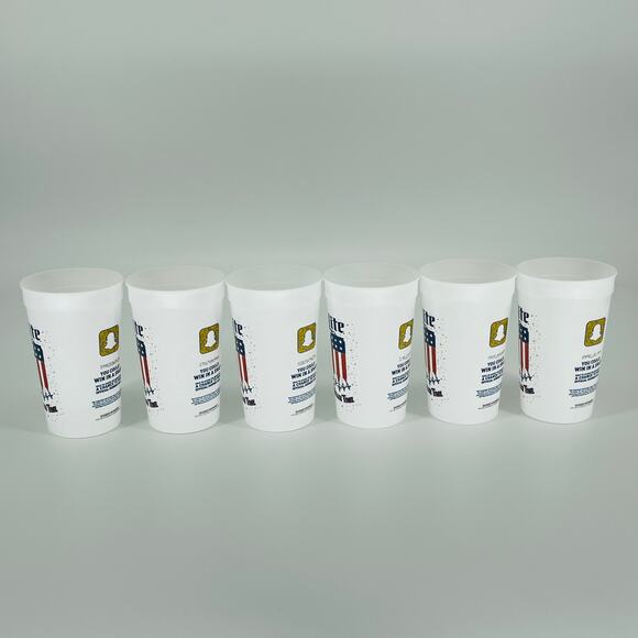 SIX Reusable White Miller Lite Miller Time American Flag Plastic Cups - NWT - Picture 6 of 12